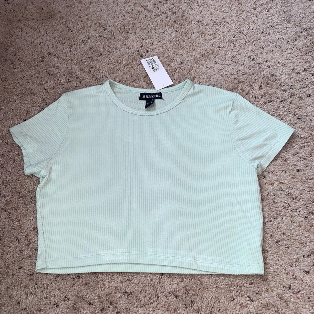 Size L, Charlotte Russe scoop neck crop top, new with tags